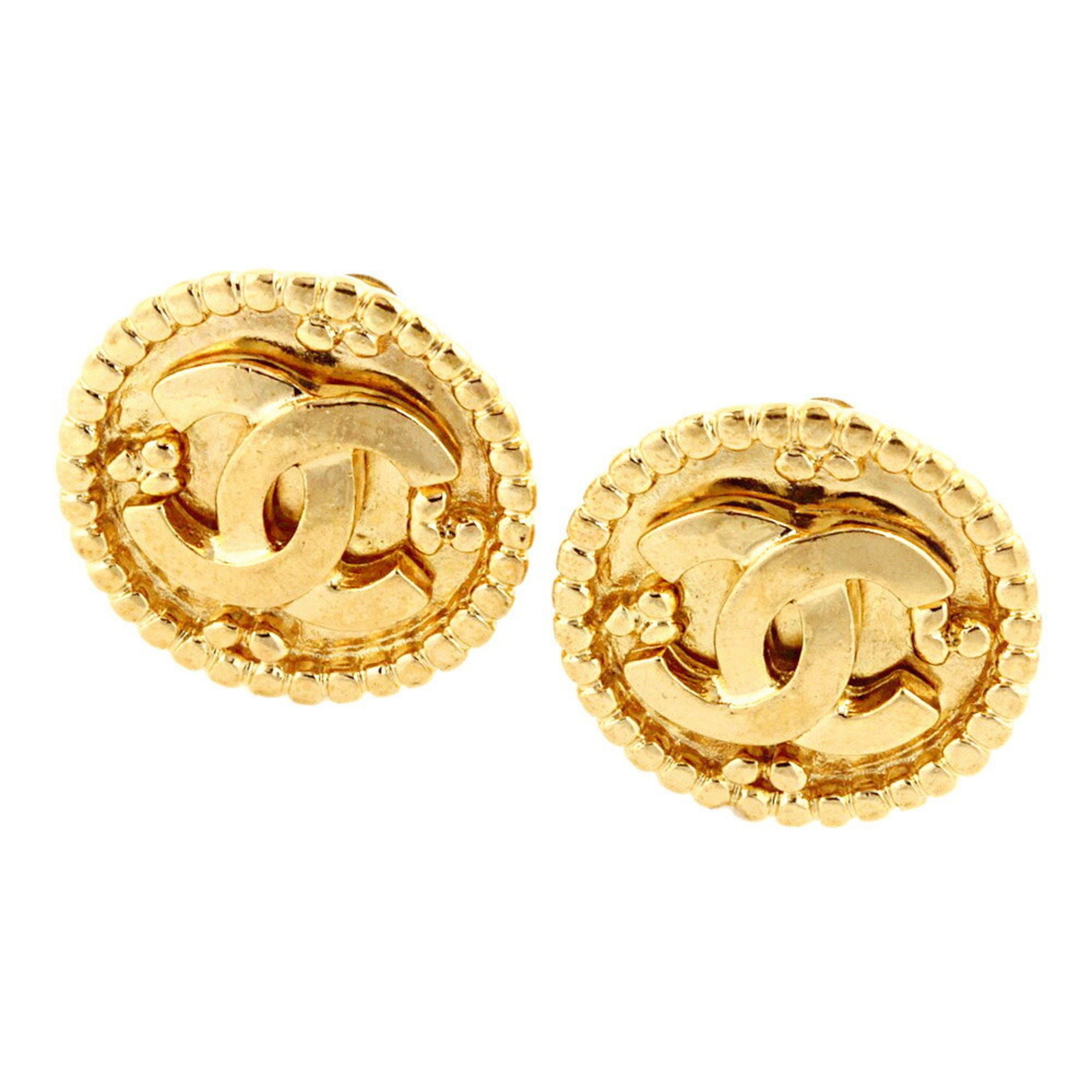 Chanel CHANEL here mark logo earrings antique vintage 96A