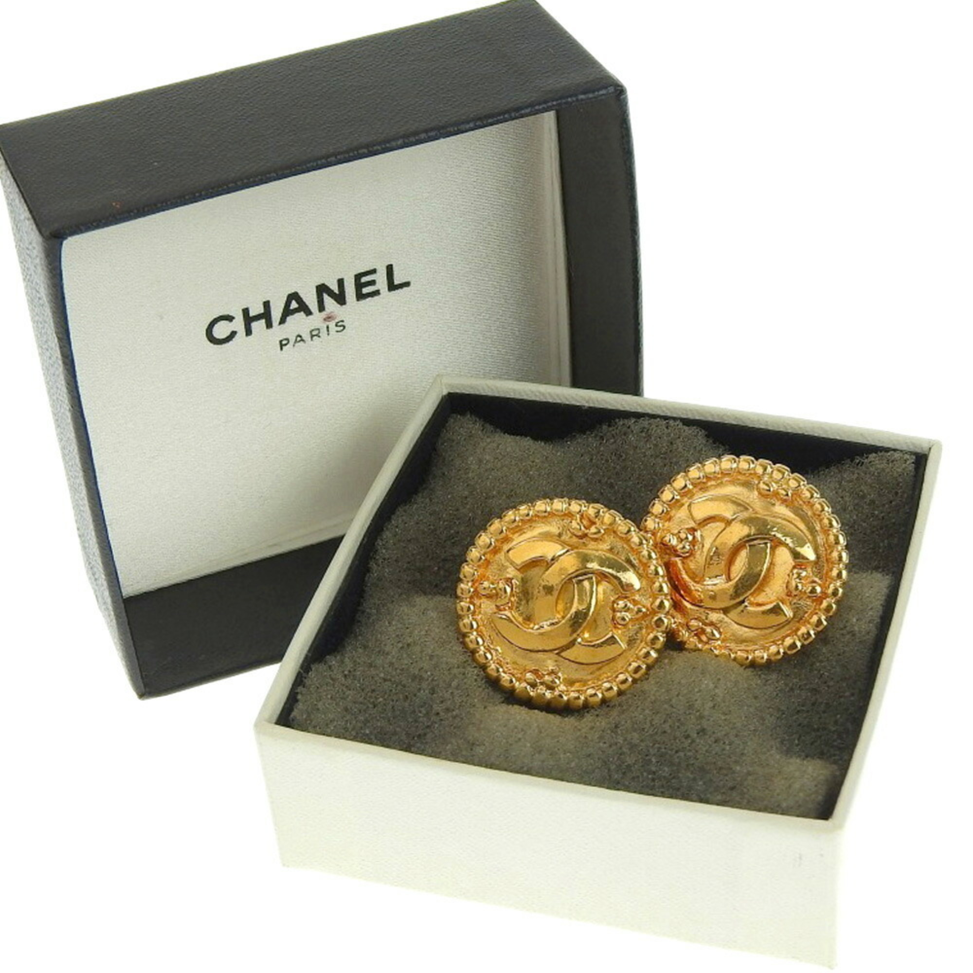 Chanel CHANEL here mark logo earrings antique vintage 96A