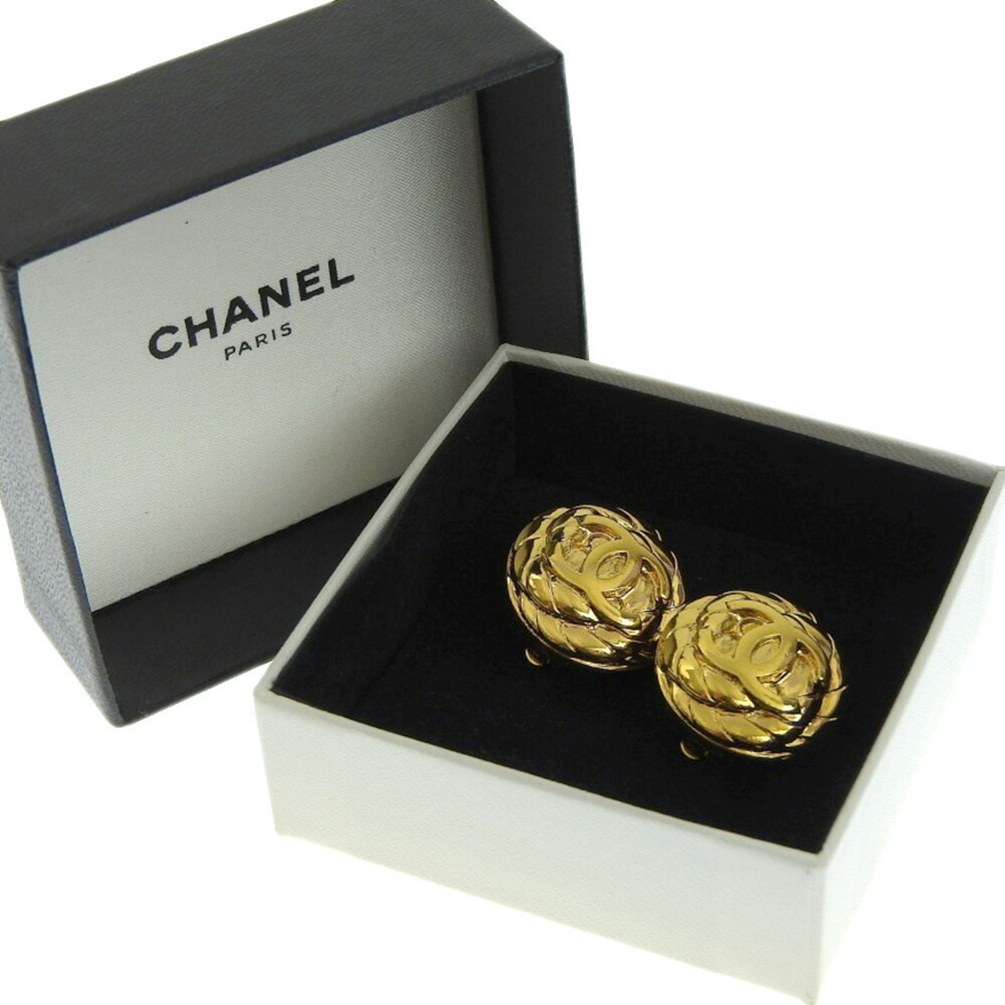 Chanel CHANEL here mark logo earrings antique vintage 96A