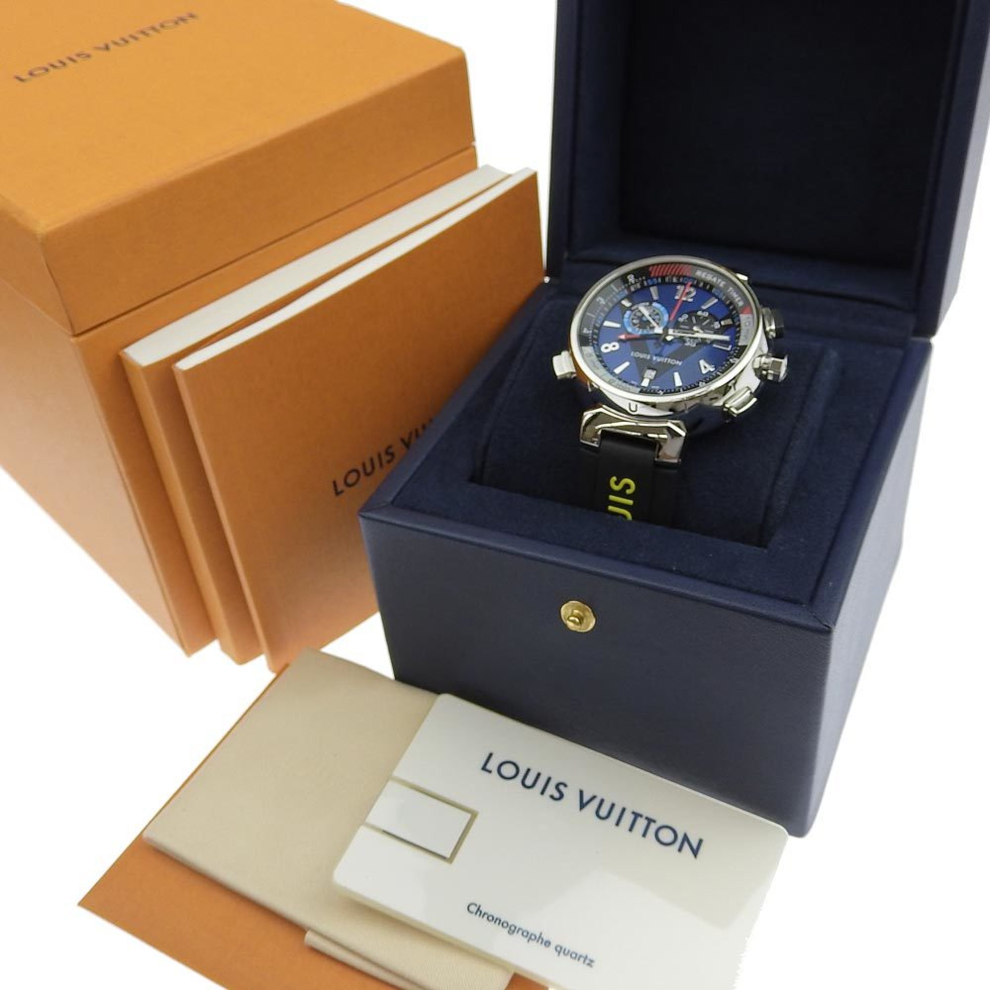 Louis Vuitton LOUIS VUITTON Tambour Regatta Navy Men's Quartz Battery Wristwatch Q102DZ