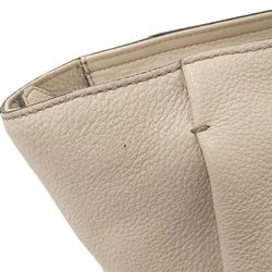 MCM Logo Tote Bag Shoulder Handbag Leather Light Beige E0486