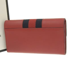 Gucci GUCCI continental wallet with hook long leather canvas red navy blue 476084