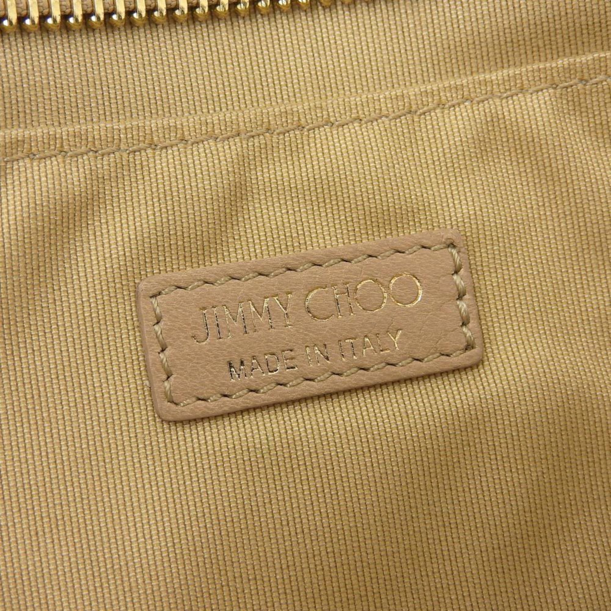 Jimmy Choo JIMMY CHOO Zena Second Bag Clutch Studs Star Leather Pink Beige
