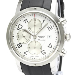 Polished HERMES Clipper Chronograph Steel Automatic Mens Watch CP1.910 BF552395