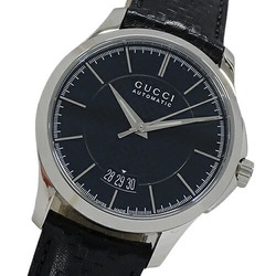 Gucci GUCCI watch men's G timeless date automatic winding AT stainless steel SS leather 126.4 YA126430 black silver