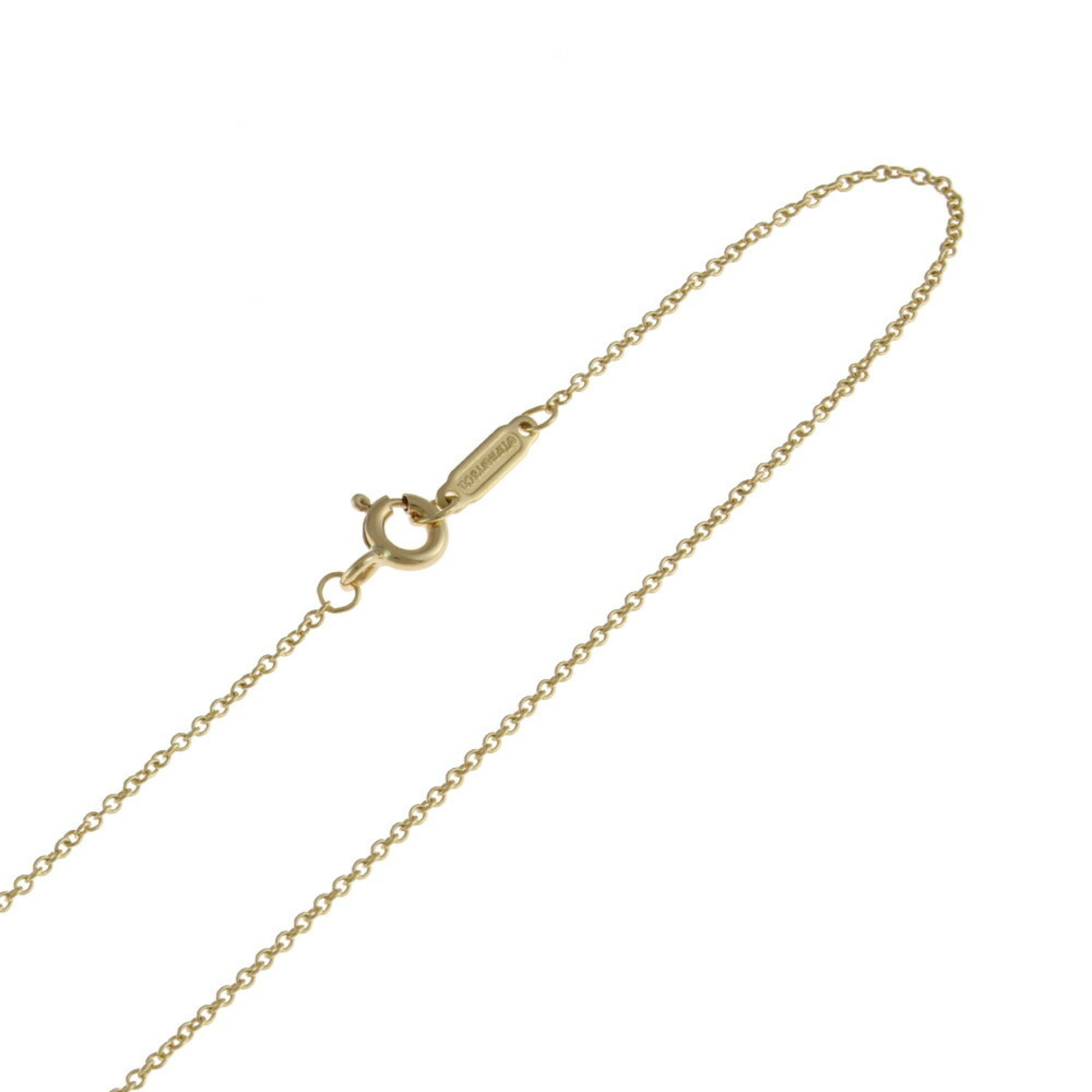 Tiffany TIFFANY&Co. Open Trefoil Key Necklace 18K K18 Gold Diamond Women's