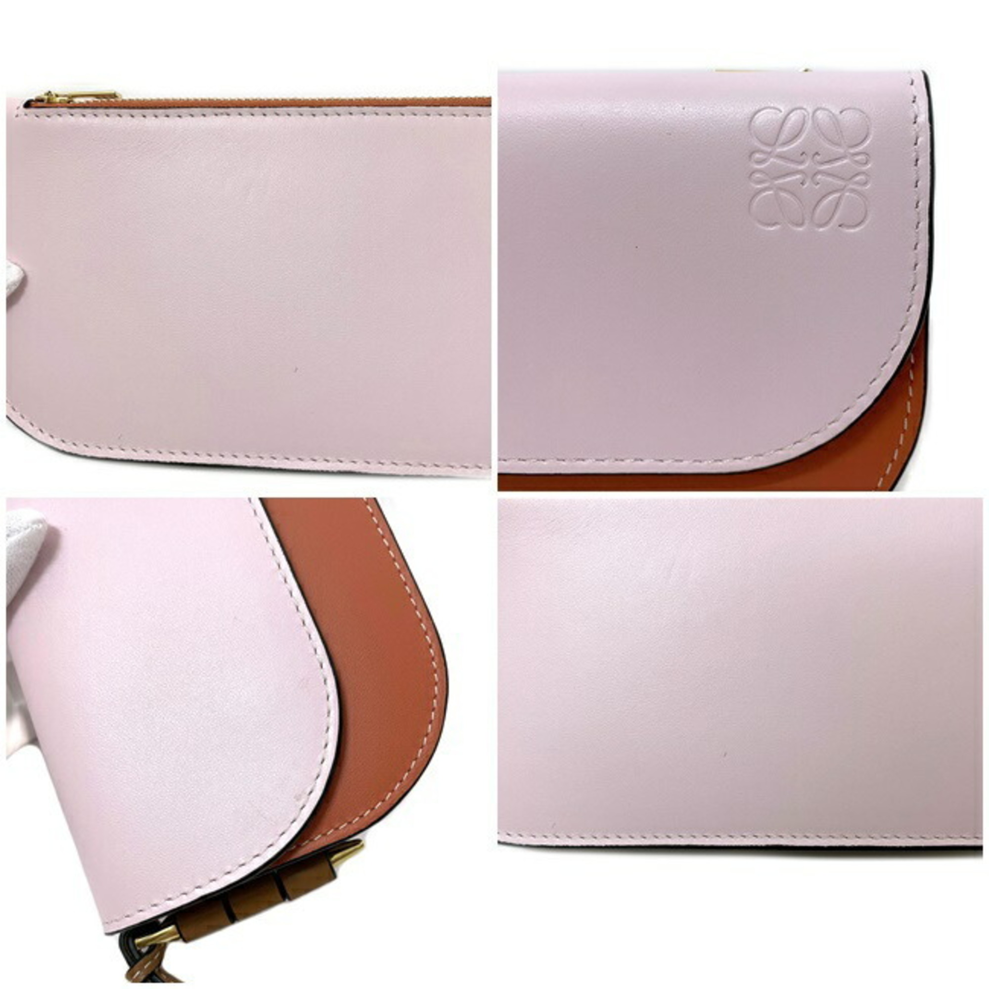 Loewe Long Wallet Pink Orange Gate 11354BU84 Leather Calfskin LOEWE Flap Bicolor Continental Women's