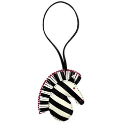 Hermes Charm Gigi Savannah Black Cle Leather Anumiro Z Engraved HERMES Zebra Strap Women's Animal