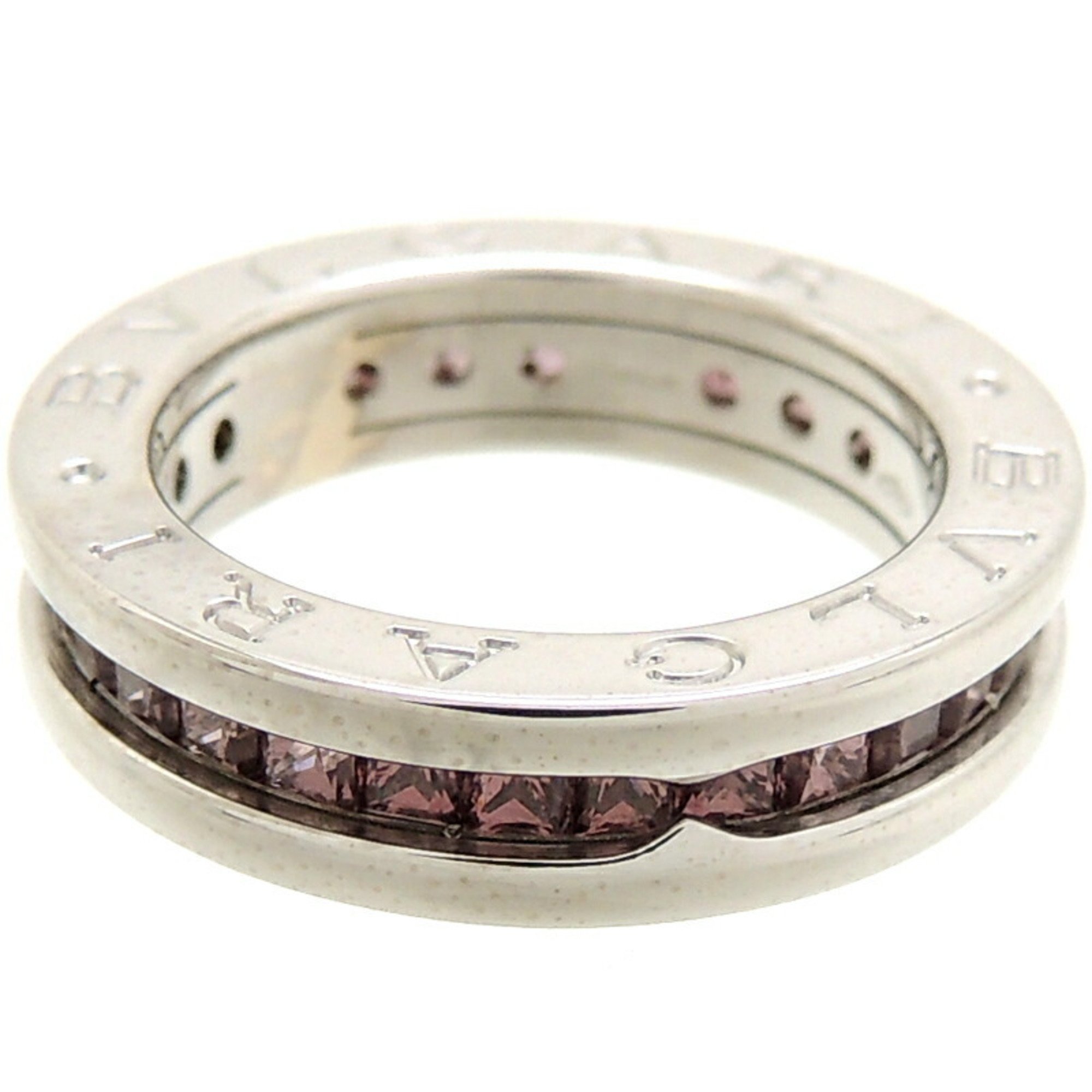 Bvlgari #48 Rhodolite Garnet B.zero1 1 Band Women's Ring 750 White Gold No. 8