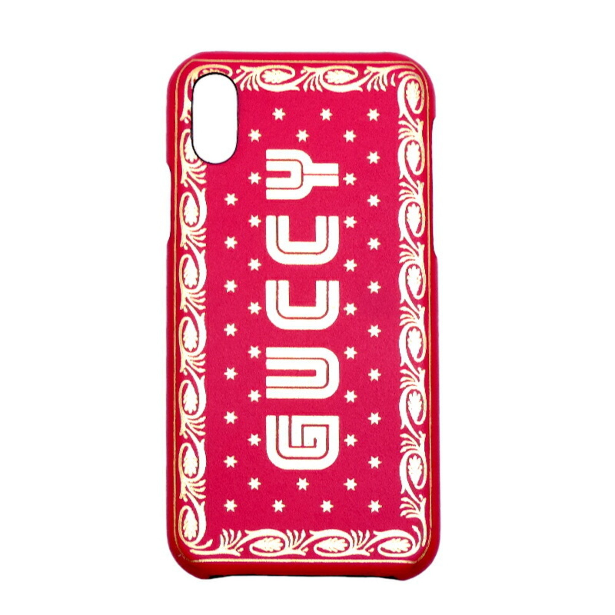 Gucci GUCCY Print iPhoneX/Xs Case Women's/Men's Cell Phone/Smartphone 524976 Leather Pink/Gold
