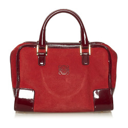 Loewe Amazona Handbag Red Suede Enamel Ladies LOEWE