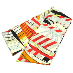 Hermes Maxi Twilly Women's Scarf Muffler 100% Silk Red/Orange/Black