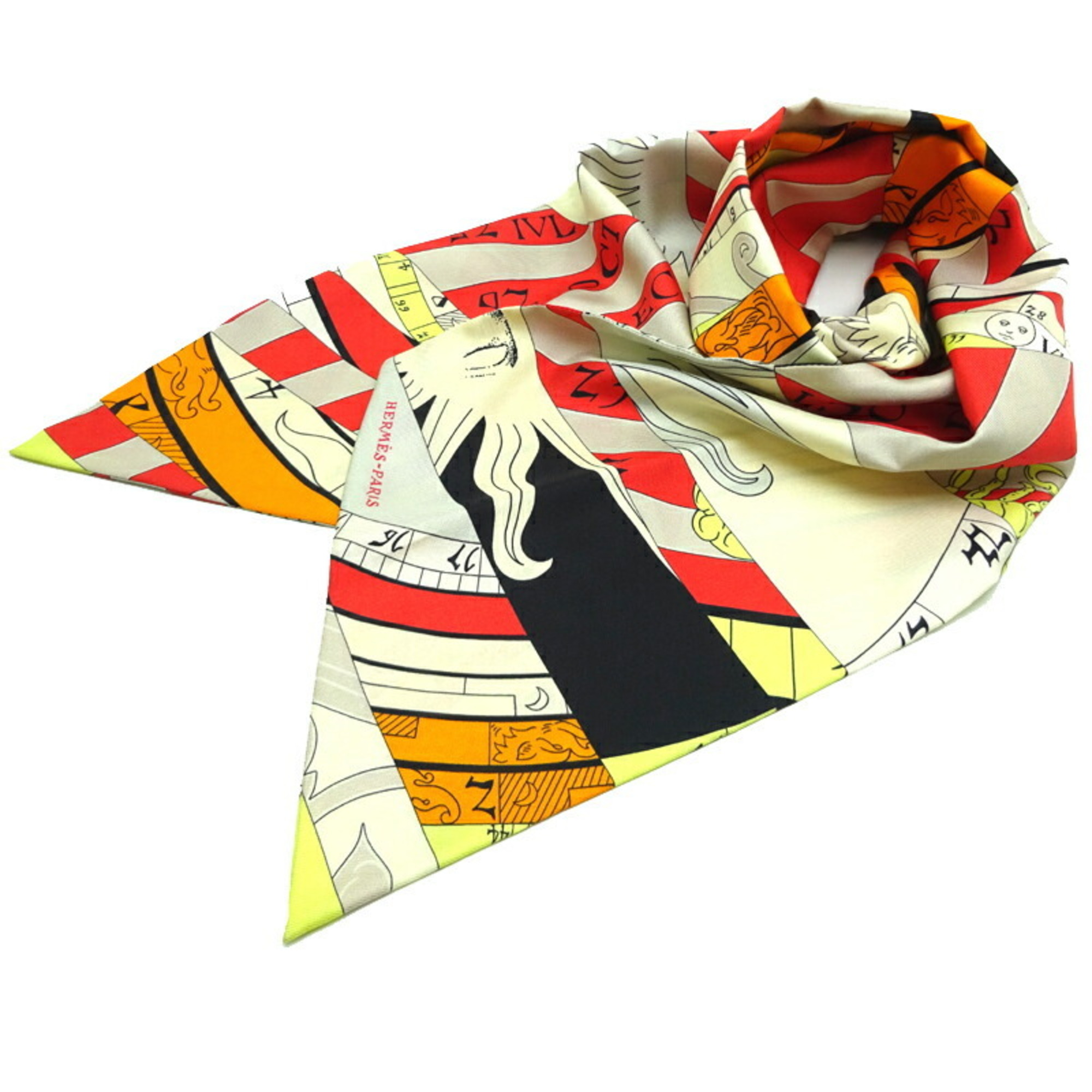 Hermes Maxi Twilly Women's Scarf Muffler 100% Silk Red/Orange/Black