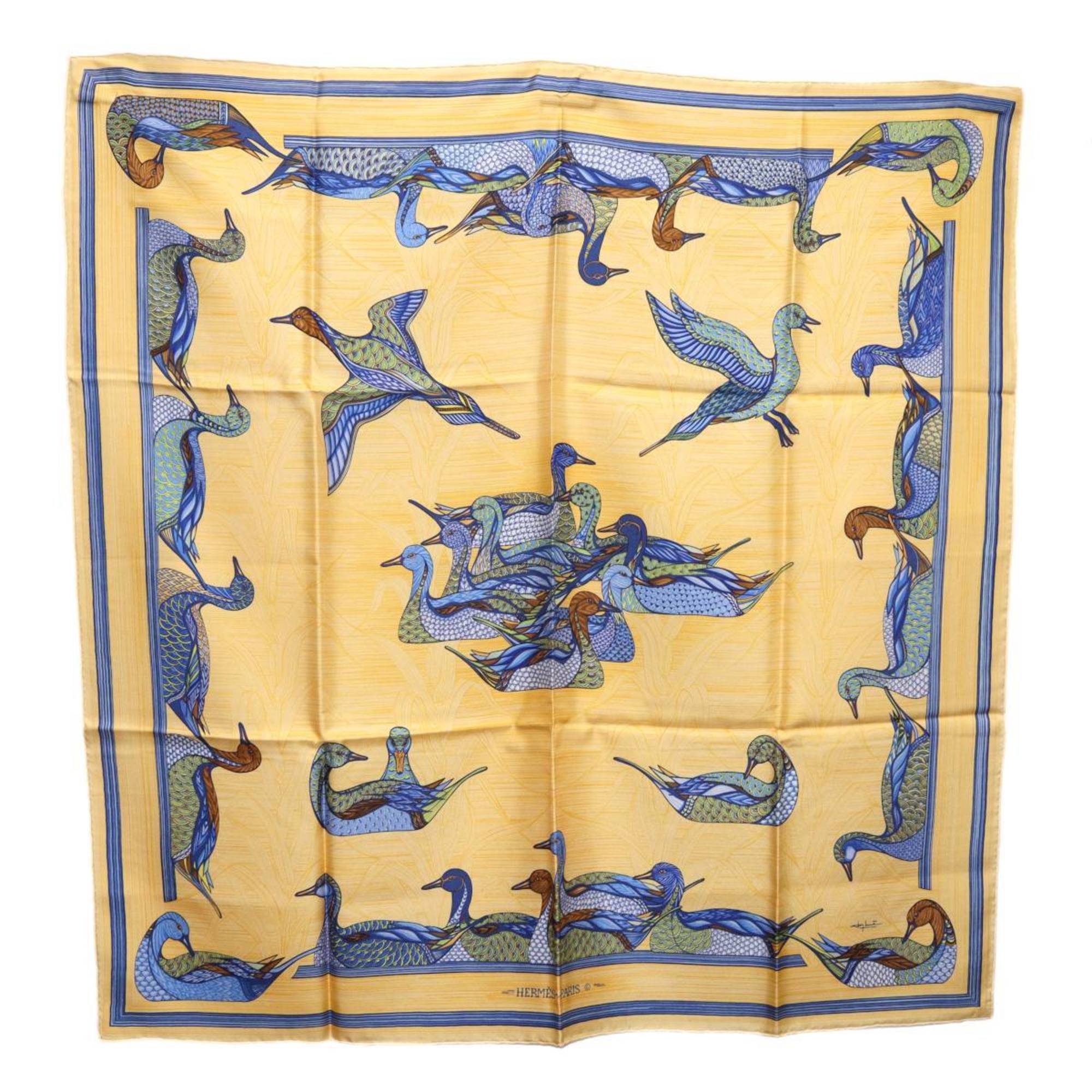 HERMES / Hermes Carre 90 duck pond scarf 100% silk muffler