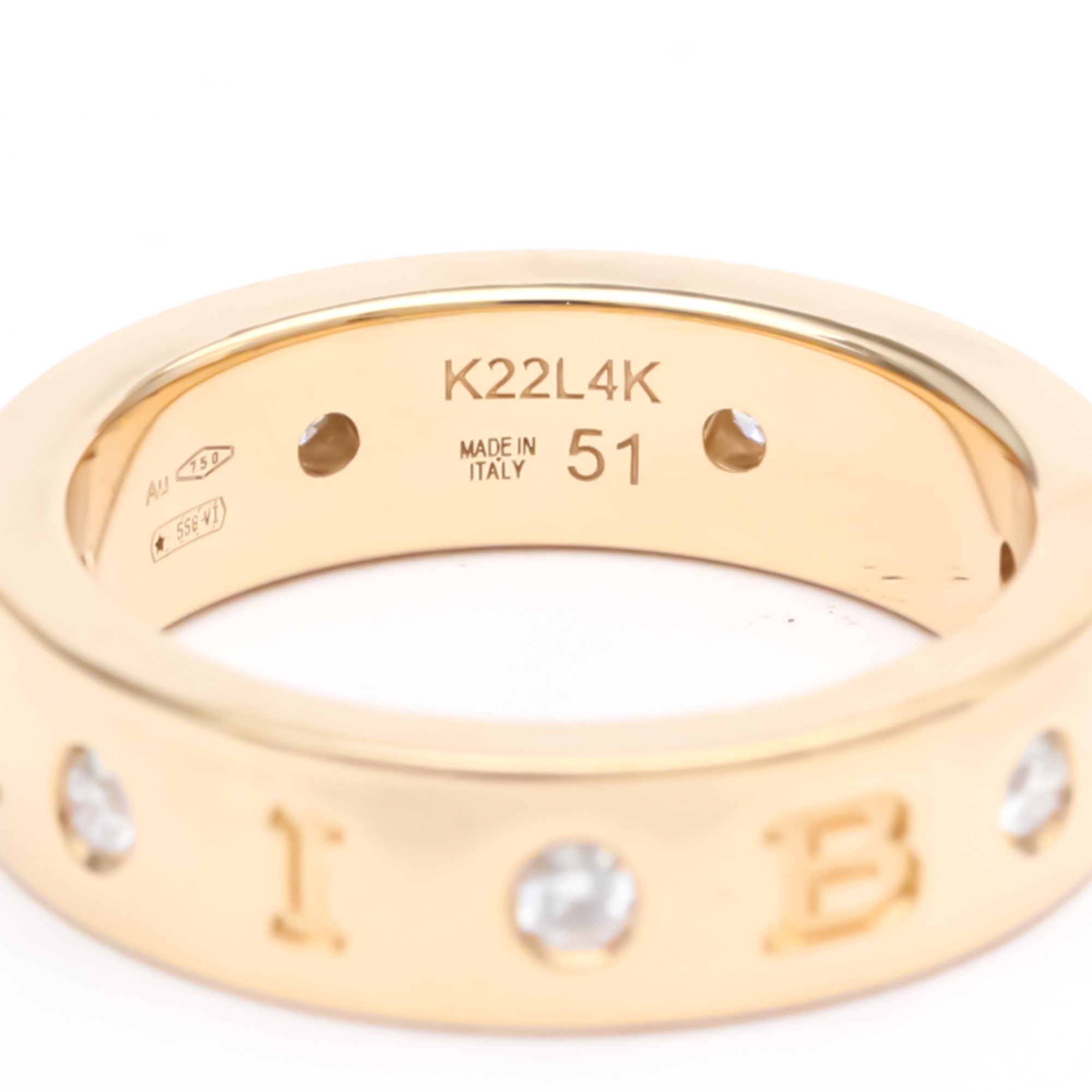 Polished BVLGARI Roman Sorving Ring Diamond #51 US 6 18K Pink Gold BF553614