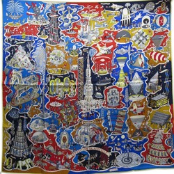 Hermes HERMES Scarf Carre 90 EXPOSITION UNIVERSELL World Exposition Blue Series 100% Silk