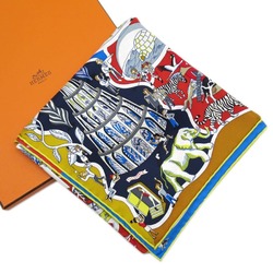 Hermes HERMES Scarf Carre 90 EXPOSITION UNIVERSELL World Exposition Blue Series 100% Silk
