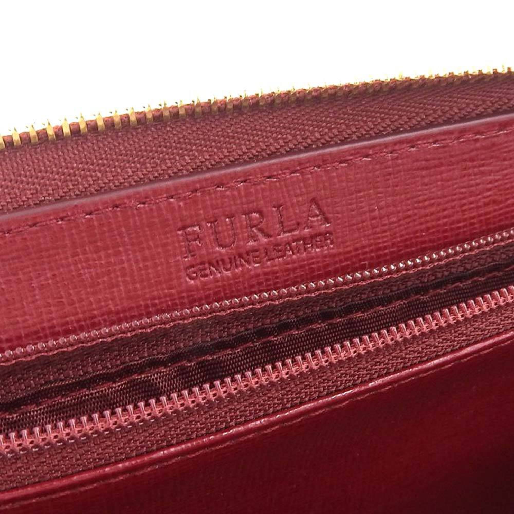 Furla FURLA clutch bag card case round fastener long wallet leather red system