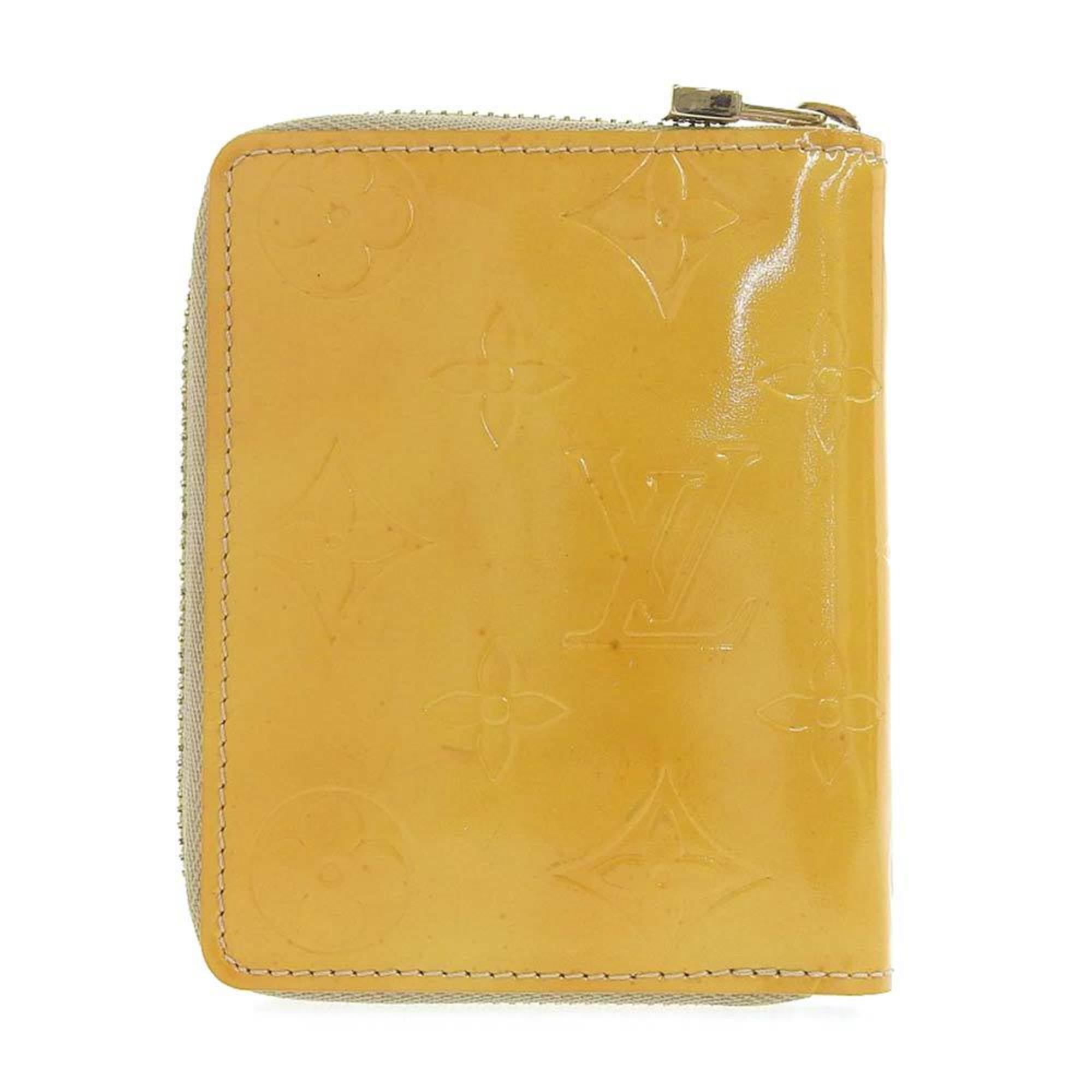 Louis Vuitton LOUIS VUITTON Monogram Verni Bloom Round Zipper Folding Wallet Soft Beige M91015