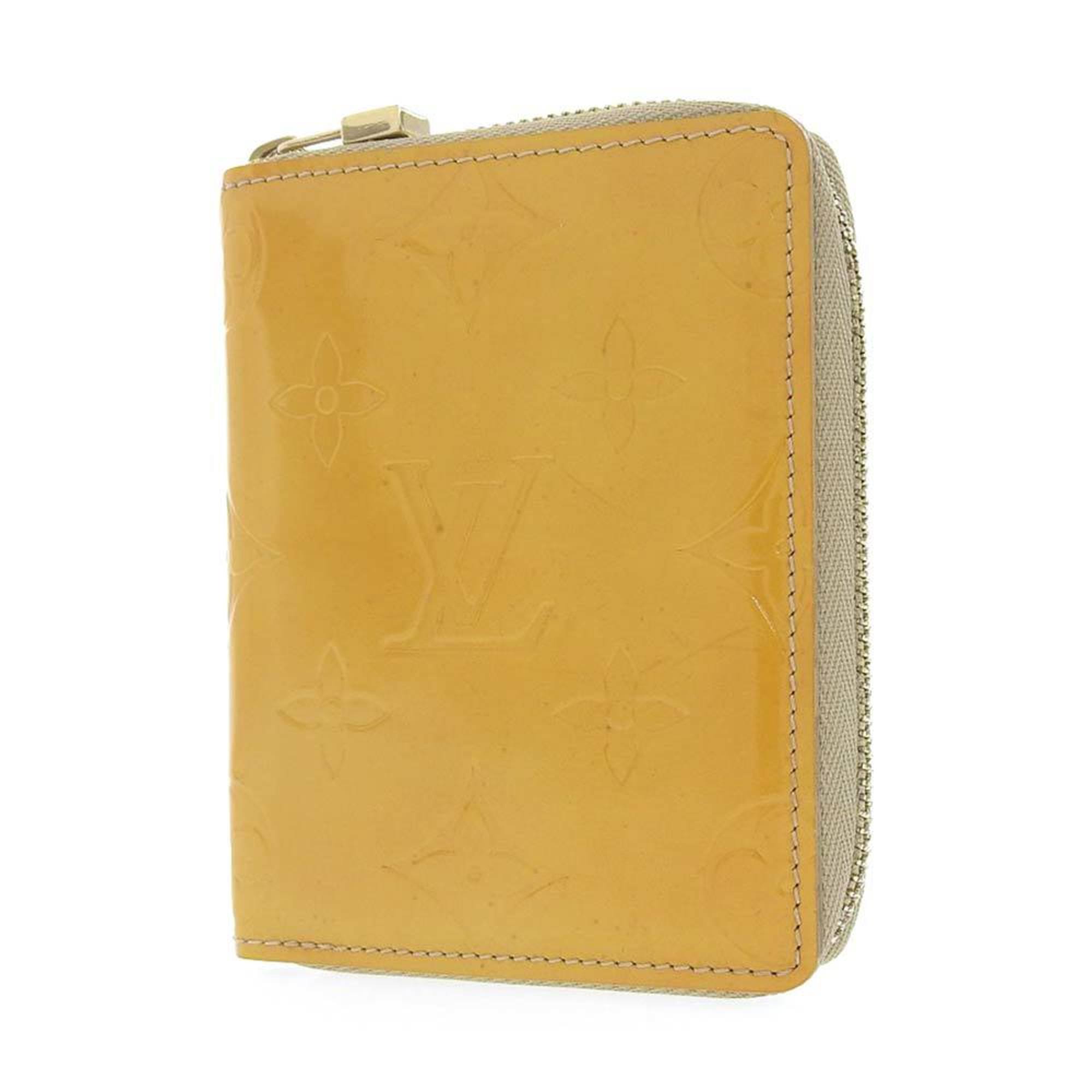 Louis Vuitton LOUIS VUITTON Monogram Verni Bloom Round Zipper Folding Wallet Soft Beige M91015