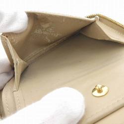 Louis Vuitton LOUIS VUITTON Monogram Verni Bloom Round Zipper Folding Wallet Soft Beige M91015