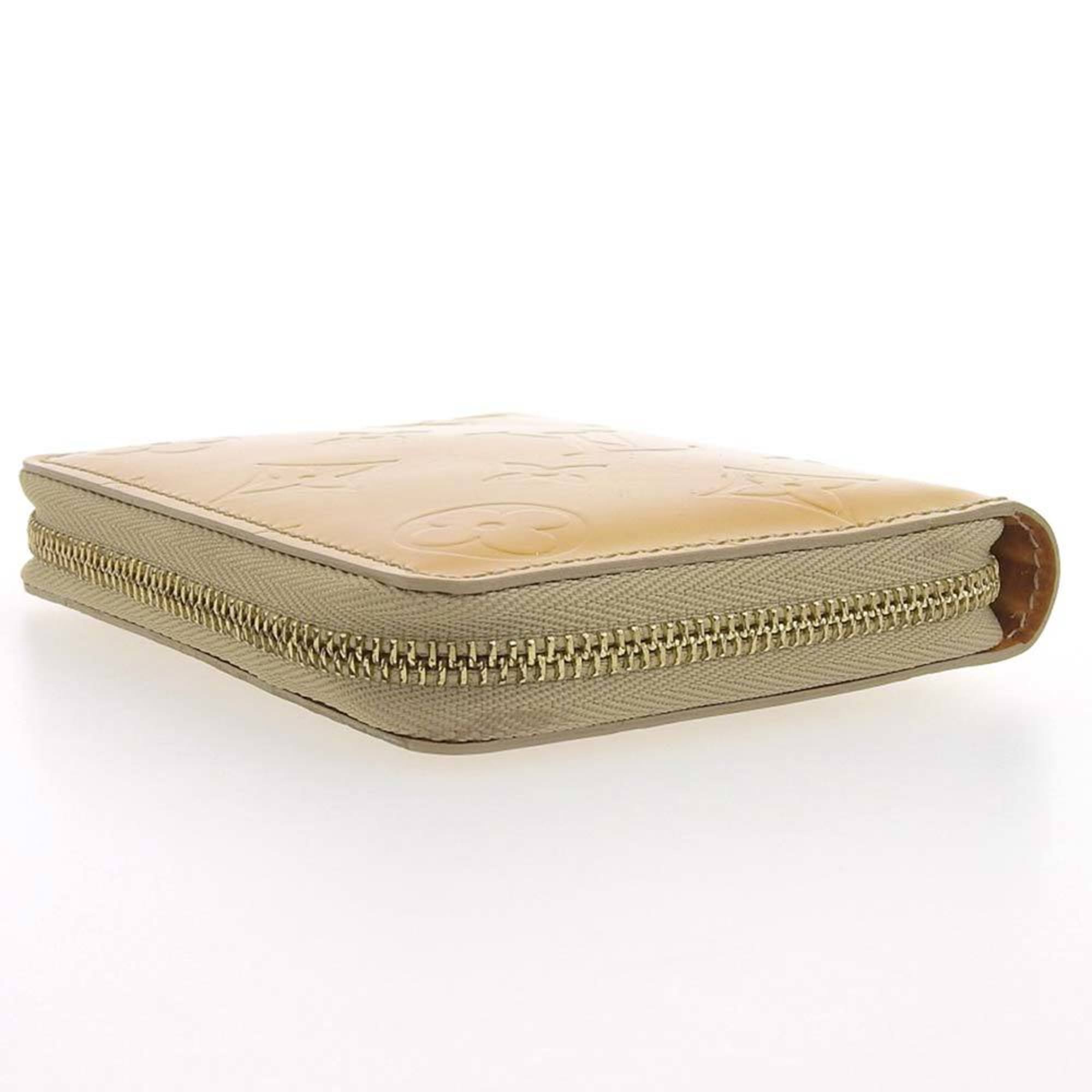 Louis Vuitton LOUIS VUITTON Monogram Verni Bloom Round Zipper Folding Wallet Soft Beige M91015