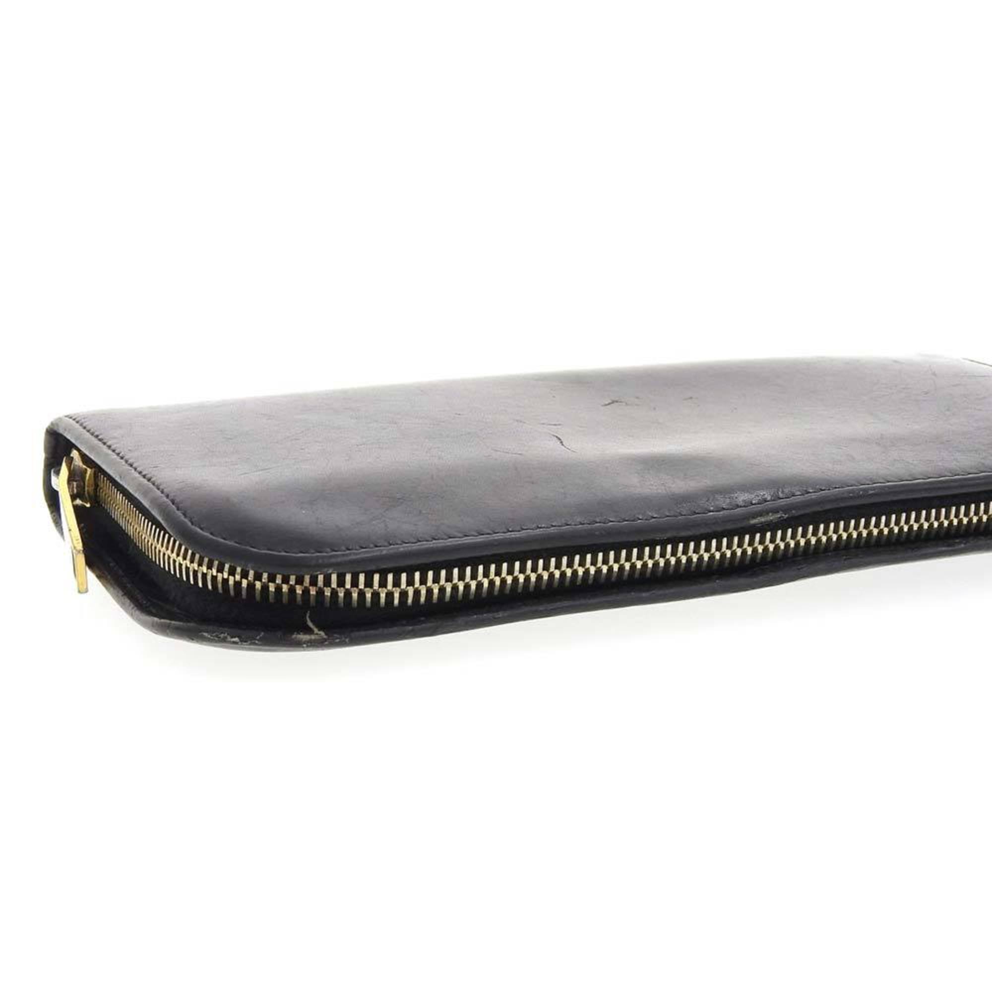 Saint Laurent SAINT LAURENT round zip zipper long wallet leather black