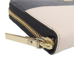 Kate spade KATE SPADE round zipper long wallet leather bicolor black beige PWRU5073B