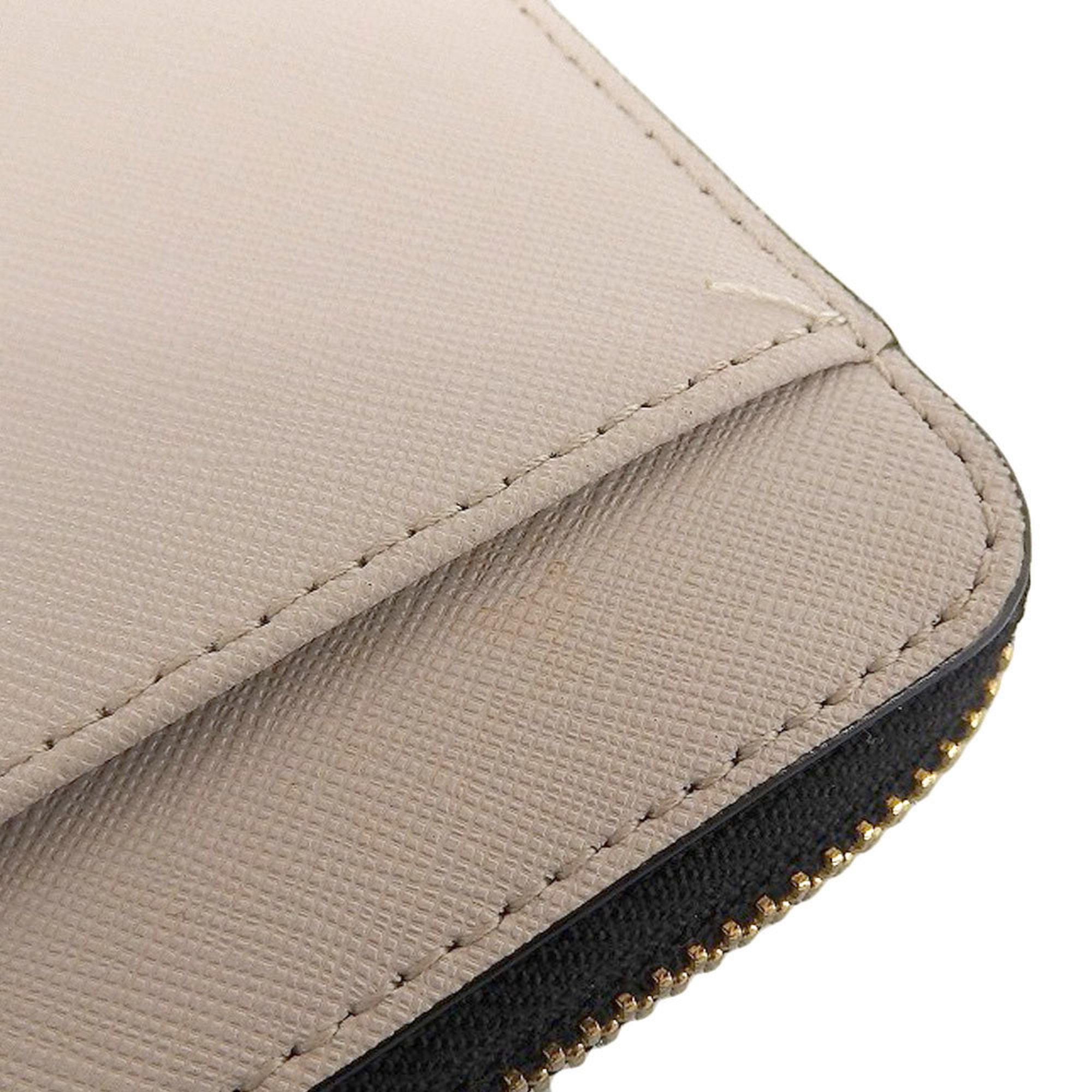 Kate spade KATE SPADE round zipper long wallet leather bicolor black beige PWRU5073B