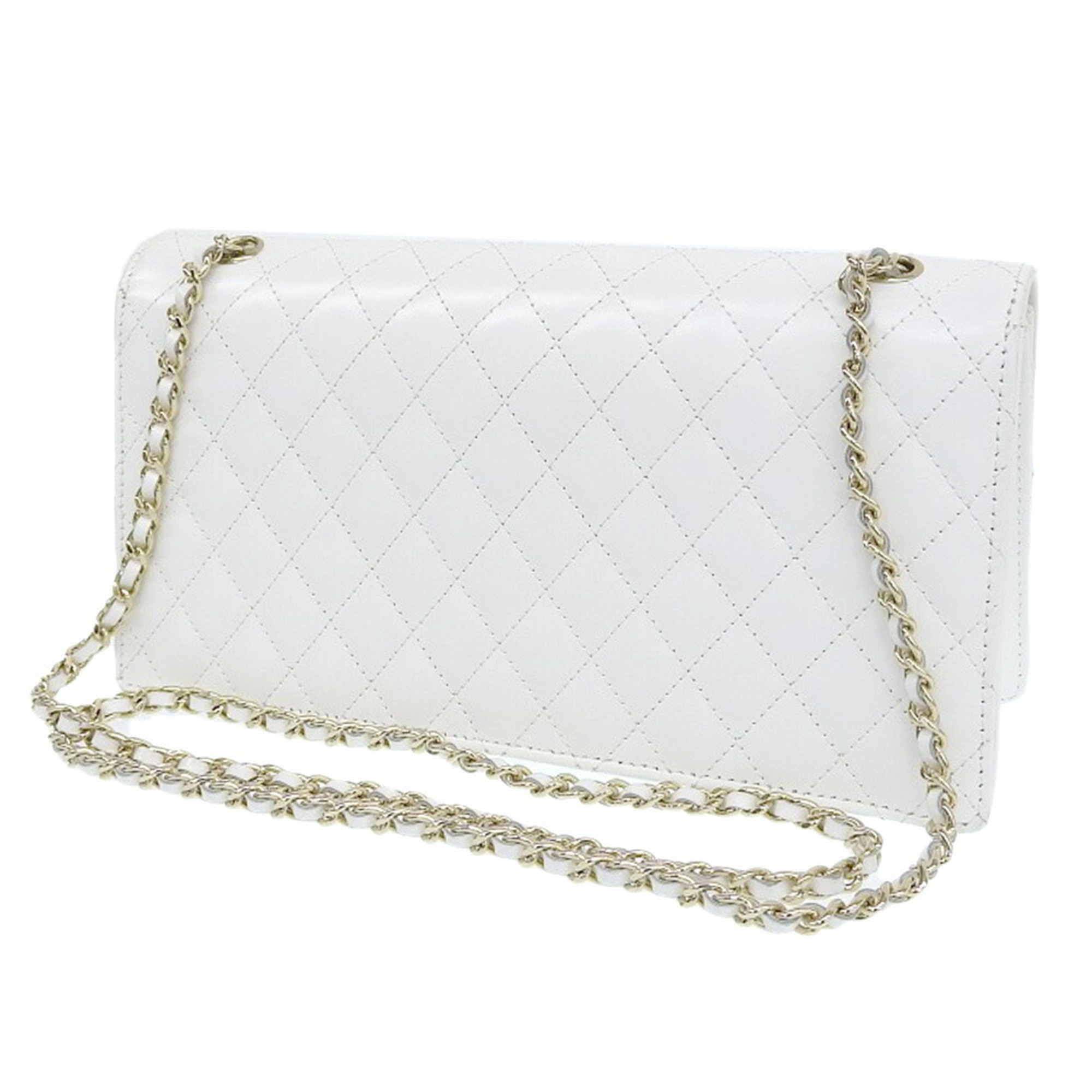 Chanel CHANEL here mark logo chain shoulder bag white boutique seal (2012.1.15.OT)