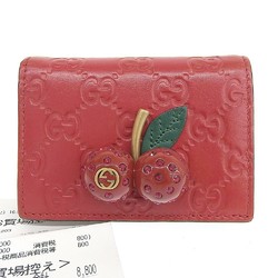 Gucci GUCCI sima bi-fold wallet with hook folding leather cherry red 476050 1147