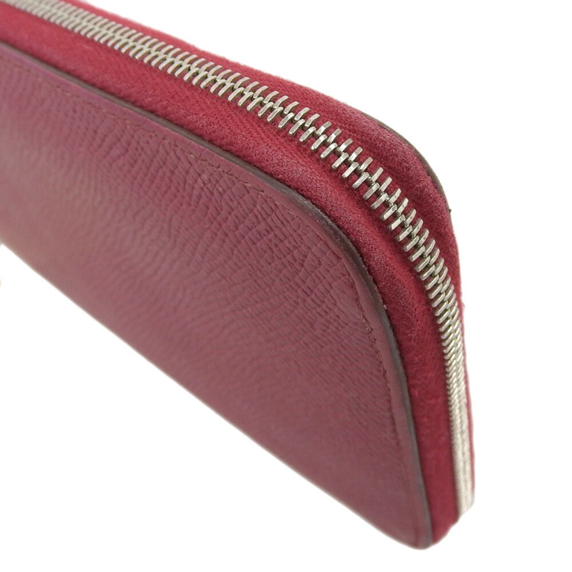 Hermes HERMES Azap Long Silk In Round Zipper Wallet Couchbel Rouge Ash Red □N Engraved
