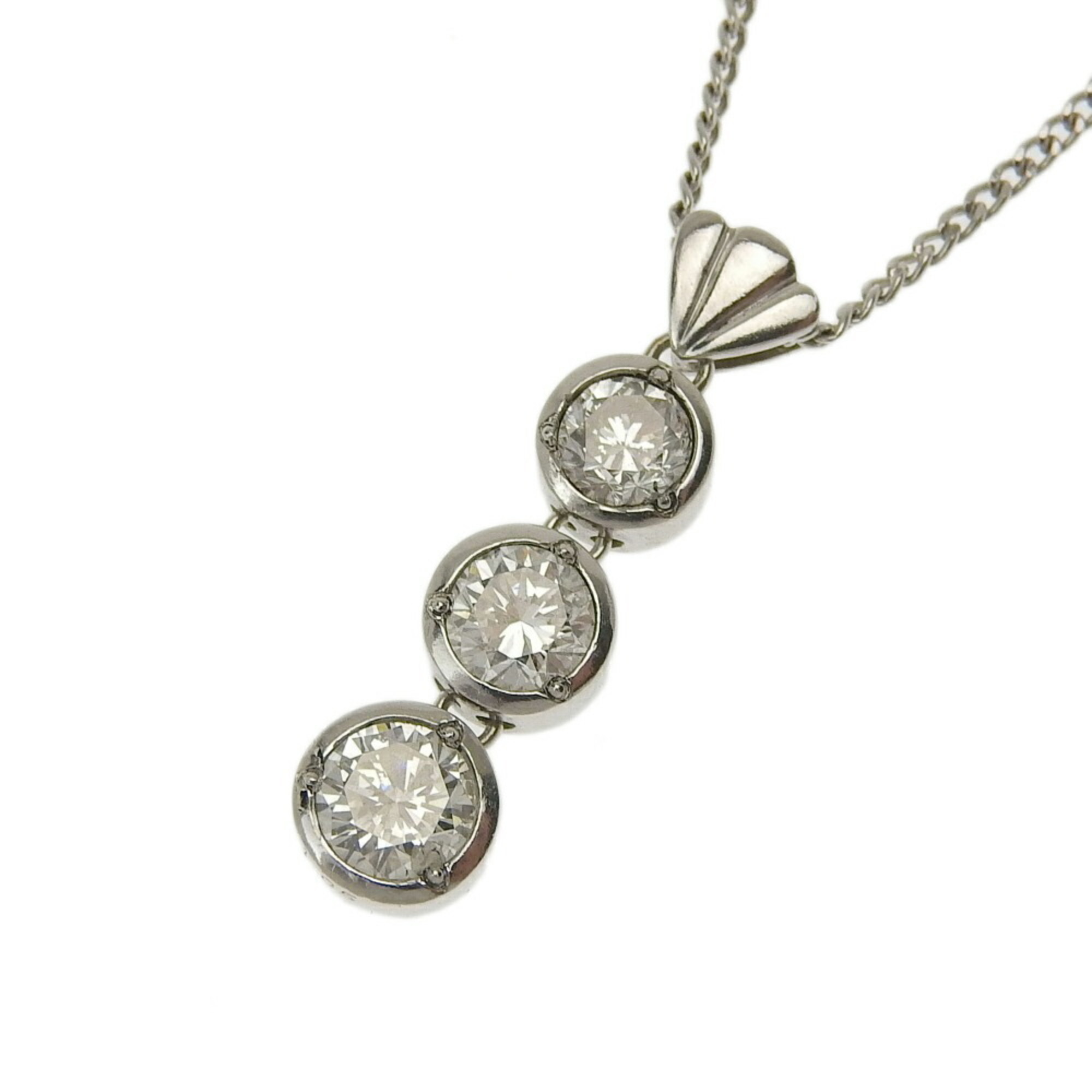 Seiko SEIKO three diamond necklace Pt850/Pt900 0.306ct/0.349ct/0.393ct 5.3g