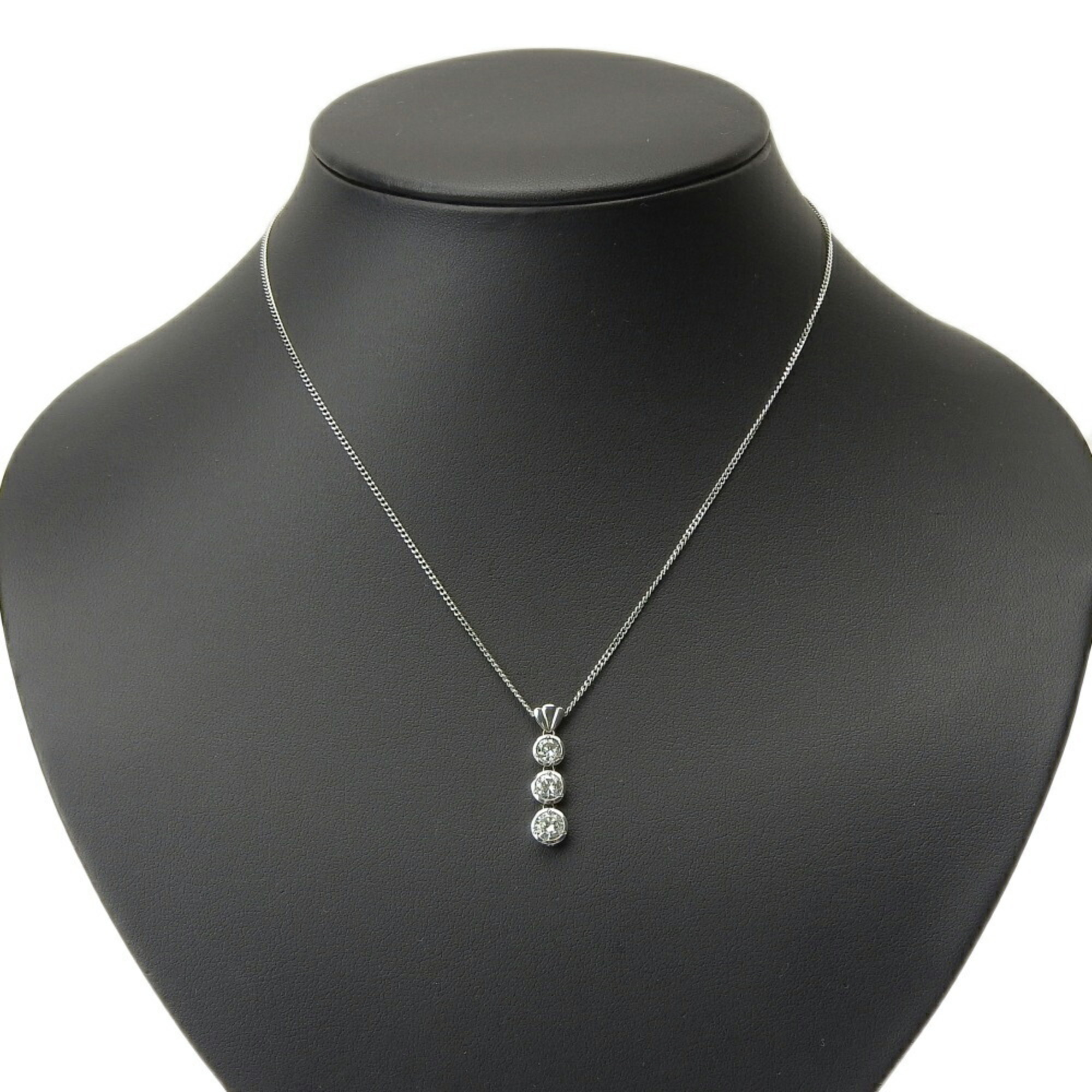 Seiko SEIKO three diamond necklace Pt850/Pt900 0.306ct/0.349ct/0.393ct 5.3g