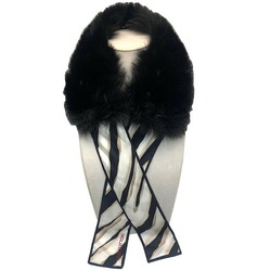 LOUIS VUITTON Louis Vuitton Bandeau Fleur Muffler Scarf Silk Fox Twilly M74786 Black Beige Ivory Ladies