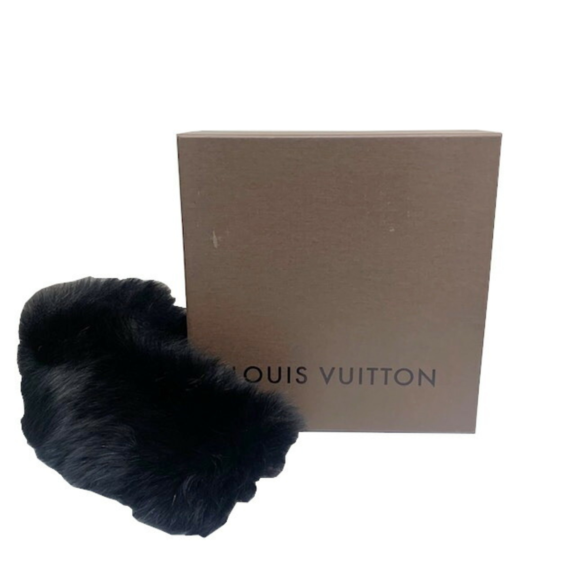 LOUIS VUITTON Louis Vuitton Bandeau Fleur Muffler Scarf Silk Fox Twilly M74786 Black Beige Ivory Ladies