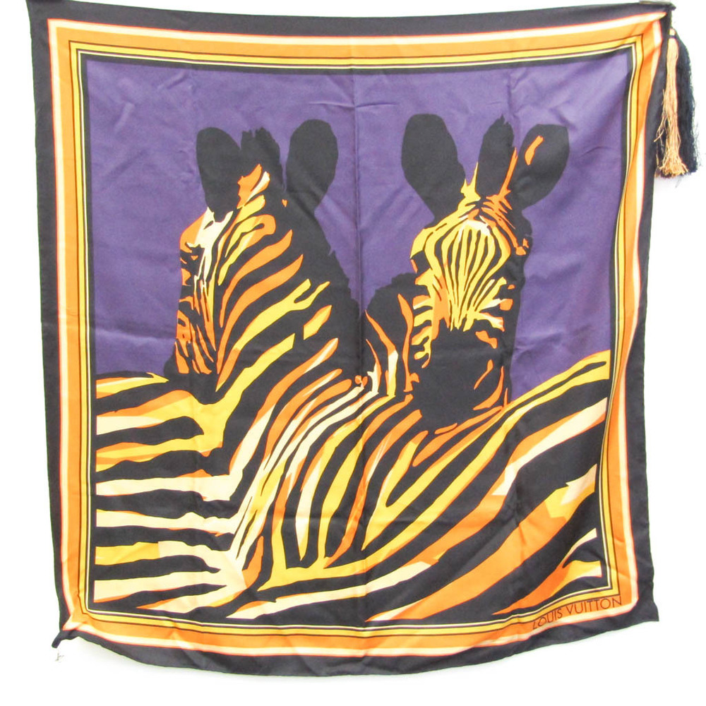 Louis Vuitton Zebra Women's Silk Scarf Orange,Purple,Yellow