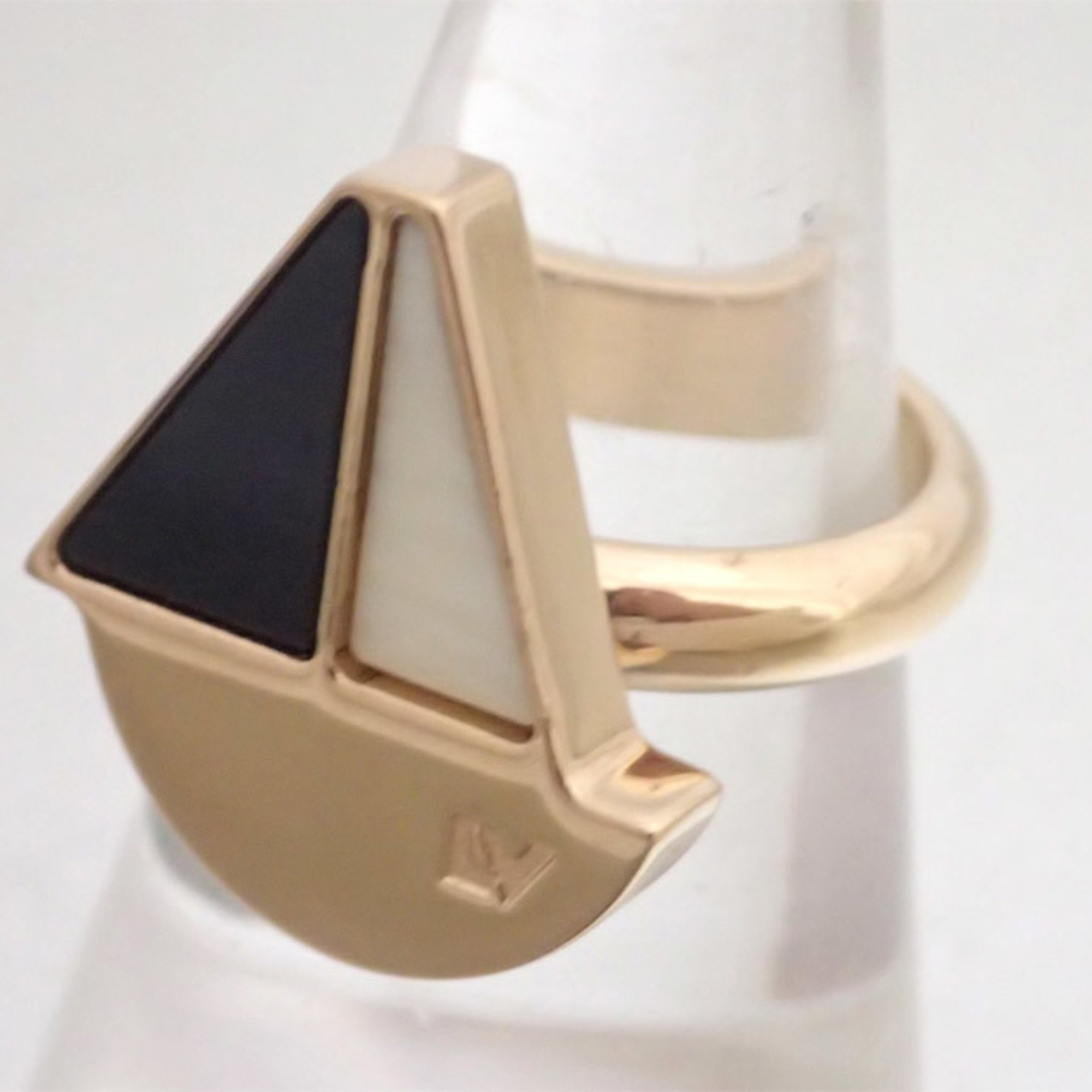 Louis Vuitton Ring Berg Float Your Boat Gold x Black White Metal Material Enamel Approx. No. 12 Women's M66606