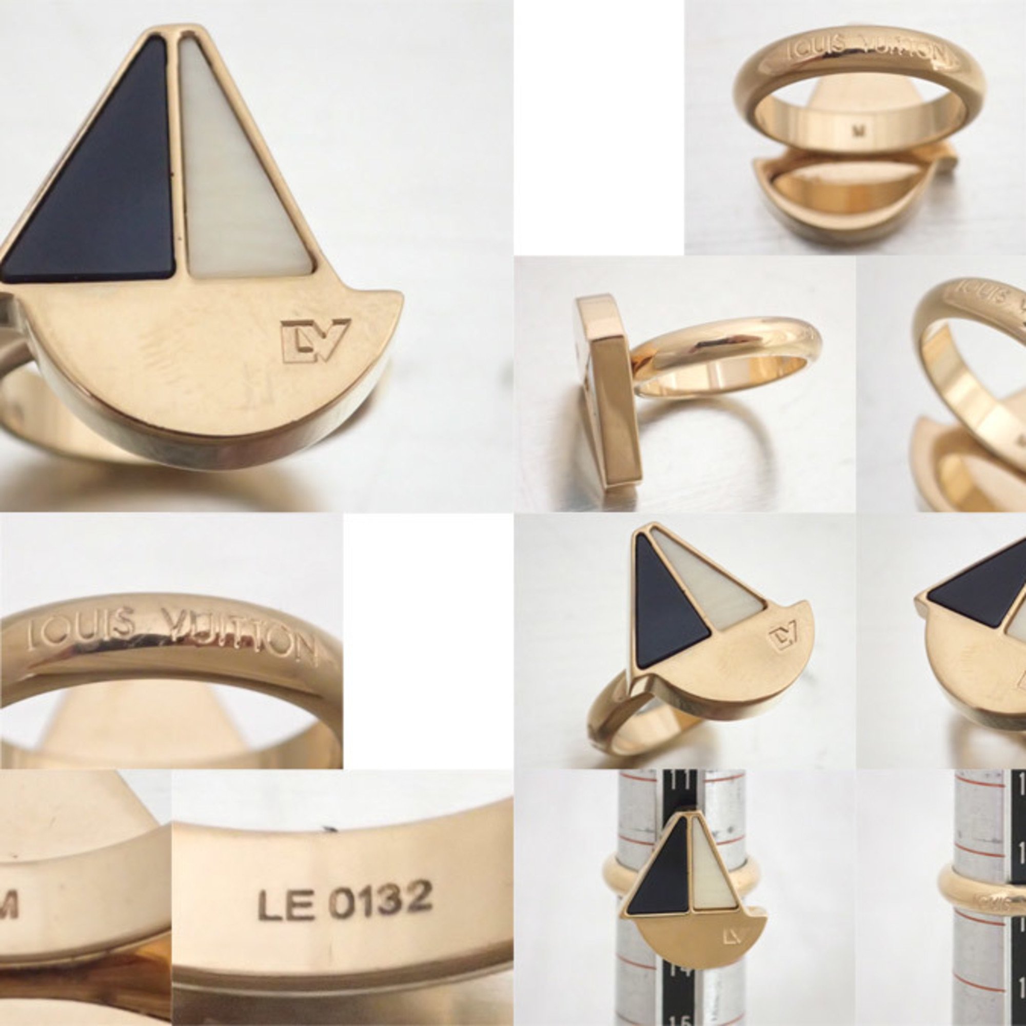 Louis Vuitton Ring Berg Float Your Boat Gold x Black White Metal Material Enamel Approx. No. 12 Women's M66606