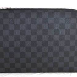 LOUIS VUITTON Louis Vuitton Pochette Joule GM Christopher Nemes Second Bag  M61232 Damier Graphite Canvas Leather Black Gray Clutch Handbag Document