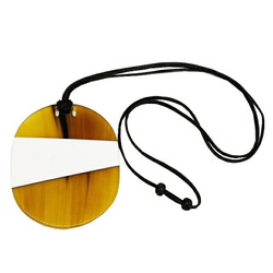 HERMES Hermes Buffalo Horn Homme PM Necklace Pendant Accessories Jewelry Brown White Men's Women's