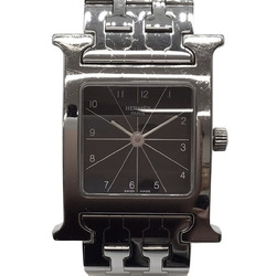 HERMES Hermes H Watch SS Black Dial Stainless Steel Quartz H1.210 Women's Men's Gift