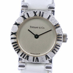 Tiffany Atlas S0640 Stainless Steel x Leather White Quartz Analog Display Ladies Silver Dial Watch A-Rank