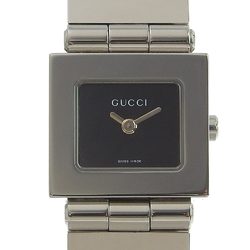 Gucci 660L stainless steel quartz analog display ladies black dial watch A-rank