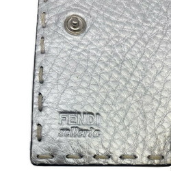 Fendi FENDI Selleria mini wallet compact medium silver gray ash bifold hook unisex