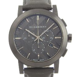 Burberry BU9364 Stainless Steel x Leather Brown Quartz Chronograph Men's Dial Watch A-Rank