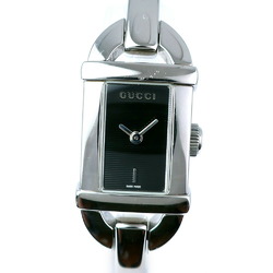 Gucci 6800L stainless steel silver quartz analog display ladies black dial watch