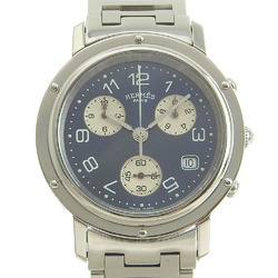 Hermes Clipper Chrono CL1.910 Stainless Steel Silver Quartz Chronograph Men's Navy Dial Watch
