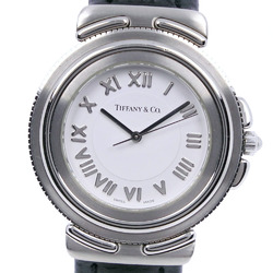 Tiffany Intaglio M0810 Stainless Steel x Leather Black Quartz Analog Display Men's White Dial Watch