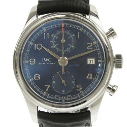 IWC Schaffhausen Portugieser World Limited to 1000 IW390406 Stainless Steel x Leather Black Automatic Chronograph Men's Navy Dial Watch A-Rank